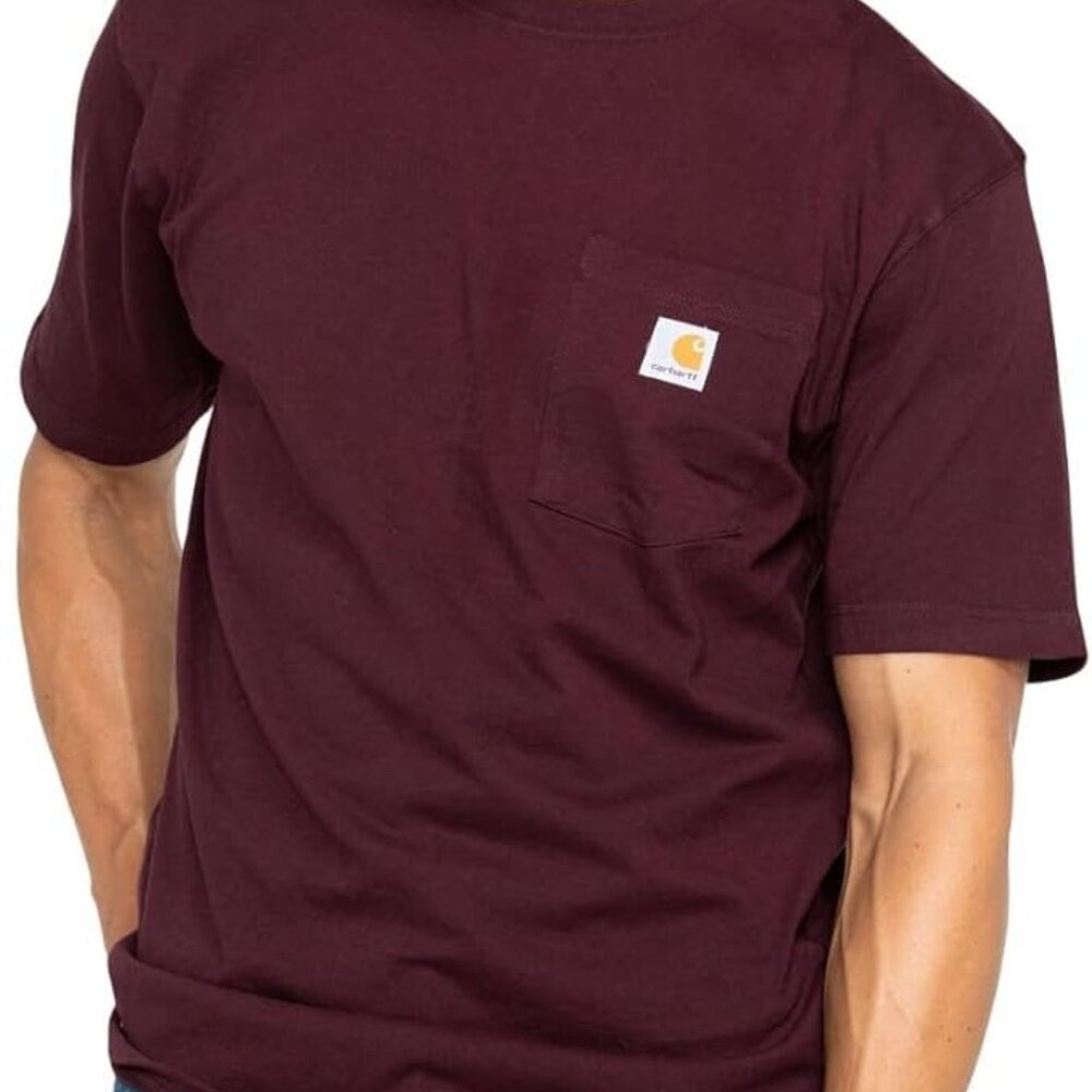 Carhartt Men's Loose Fit Heavyweight Short-Sleeve Pocket T-Shirt (Port)